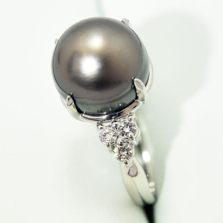 TASAKI リング 指輪 ダイヤ パール 黒蝶真珠 プラチナ ○ K18 × TASAKI（タサキ） リング 田崎 黒蝶真珠 11.9mm ダイヤモンド 0.26