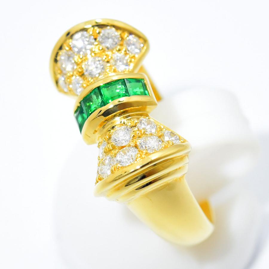 クイーン リング Queen 指輪 リボン エメラルド 0.24 ダイヤモンド