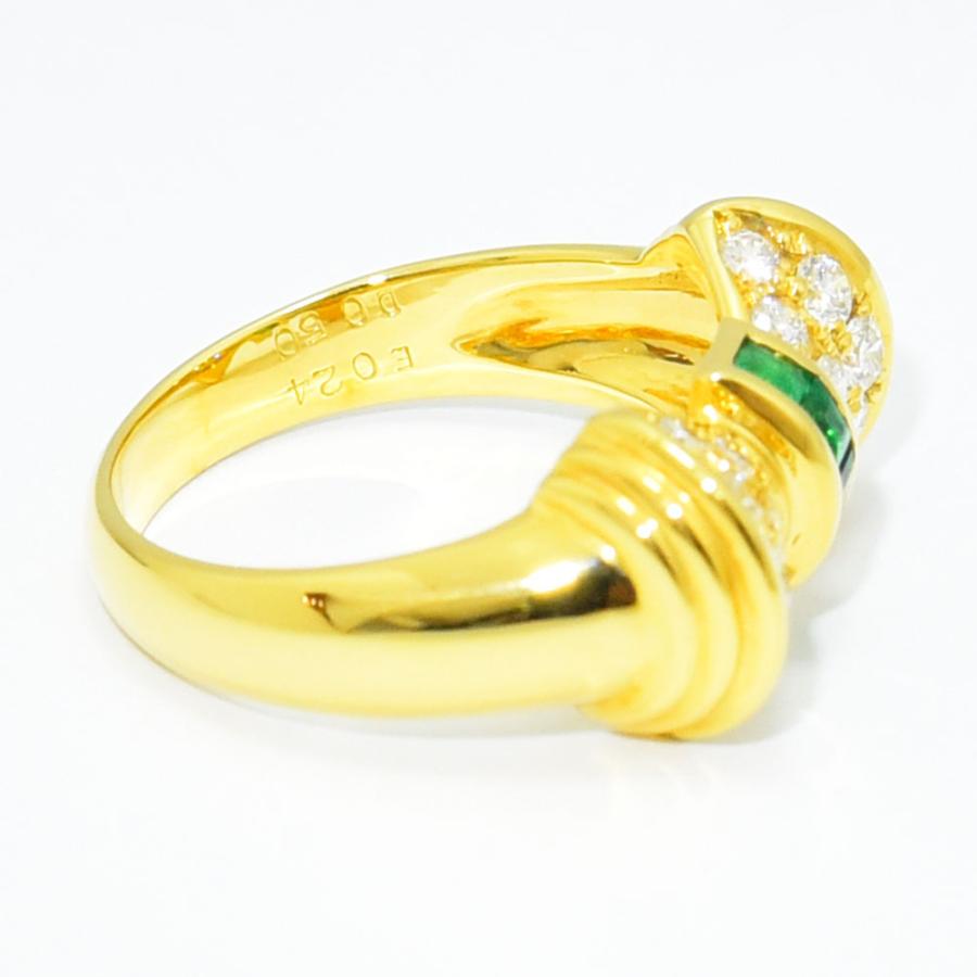 クイーン リング Queen 指輪 リボン エメラルド 0.24 ダイヤモンド