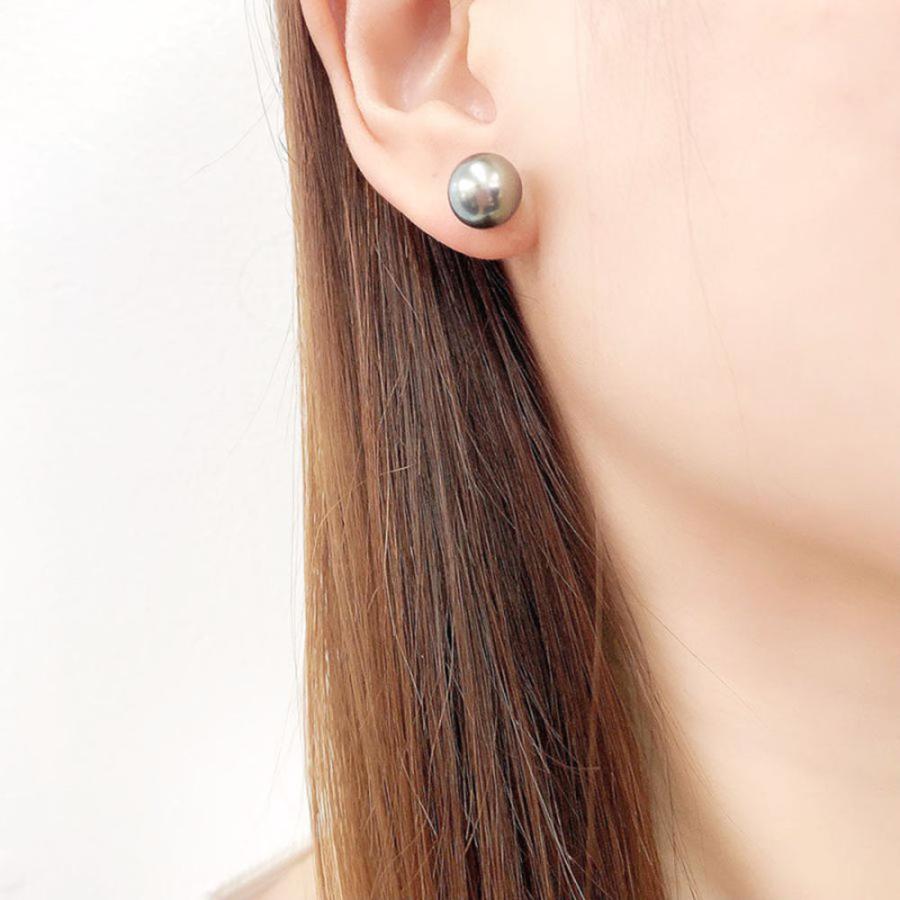 ミキモト ピアス MIKIMOTO 黒蝶真珠 9.8mm パール K18 750 新品仕上げ 中古