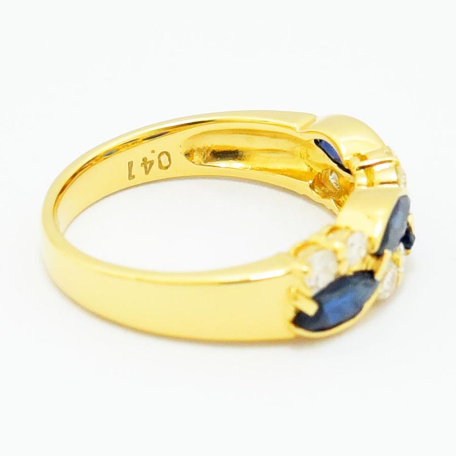 サファイア 1.18 ダイヤモンド 0.41 リング K18 約11.5号 新品磨き  