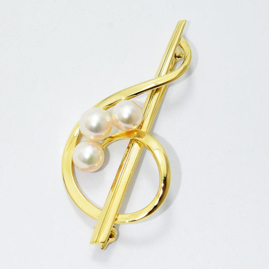 MIKIMOTO ミキモト ブローチ ト音記号 音符 あこや真珠 アコヤ MIKIMOTO ミキモト ブローチ ト音記号 音符 あこや真珠 アコヤ