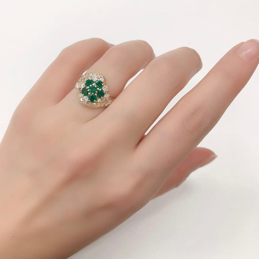 ポーラ リング POLA 指輪 エメラルド 0.90 ダイヤモンド 0.76 K18 約9  