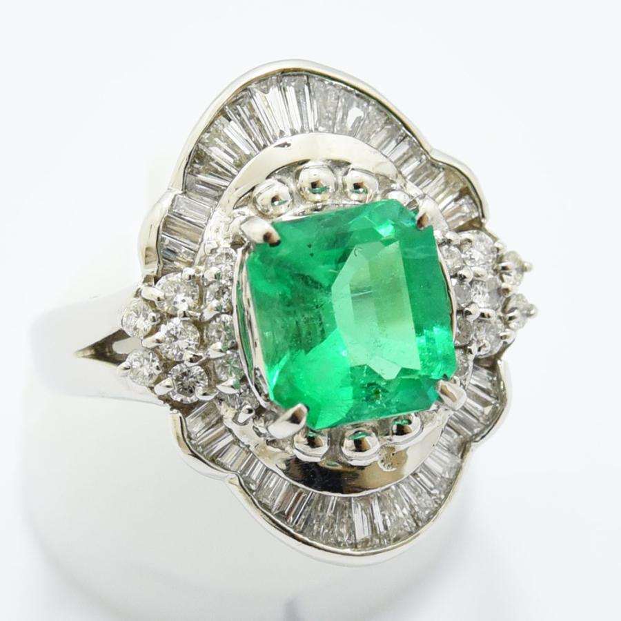 k18 18金 Pt900 エメラルド ダイアモンド リング E-004