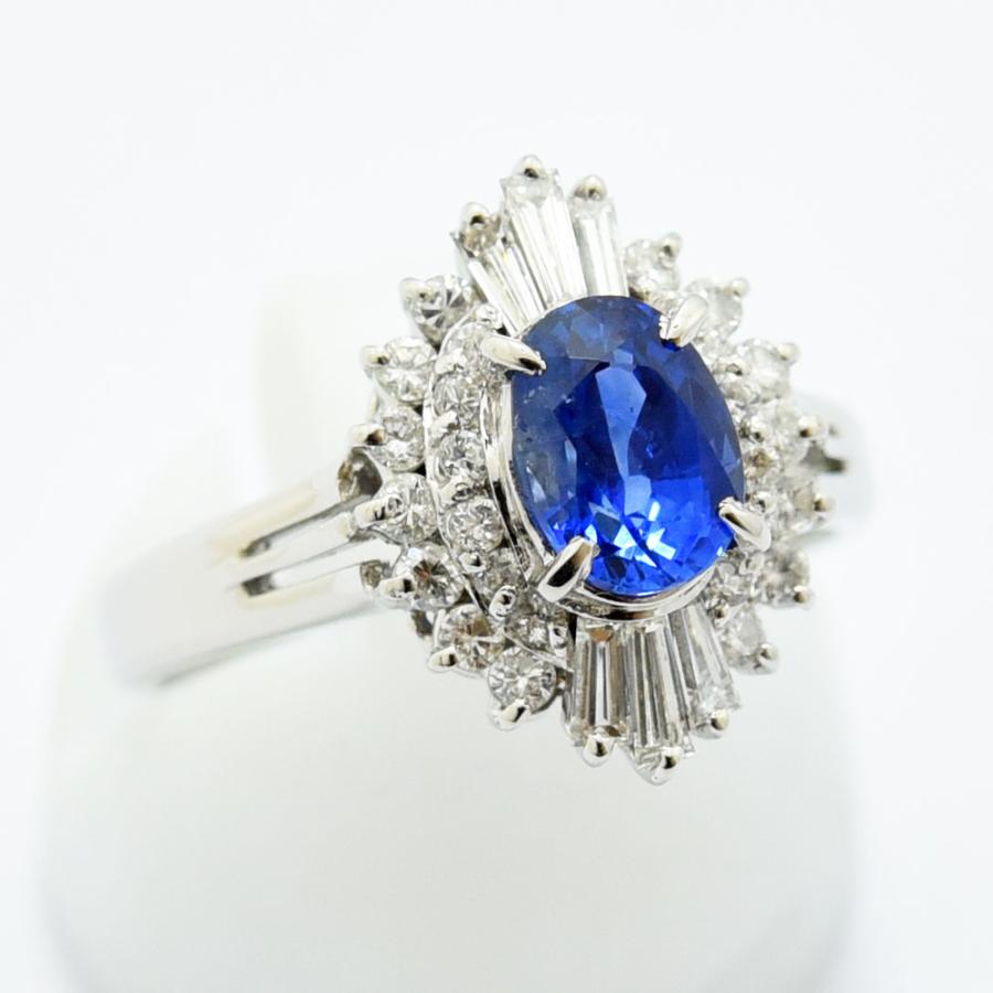 値下げ】Pt900/サファイアダイヤモンドリング1.92ct/1.20ct