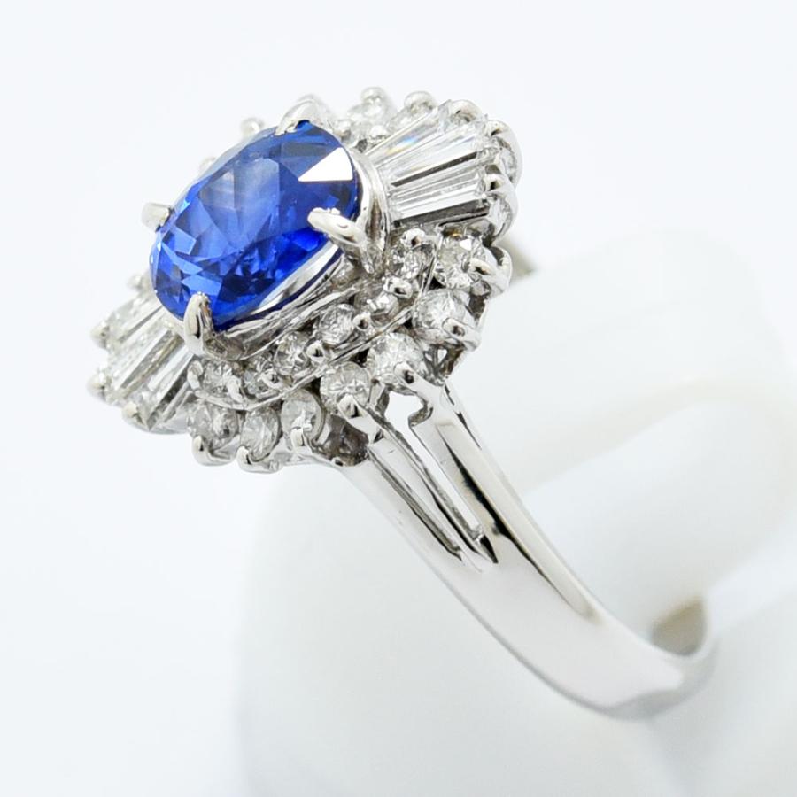 サファイア 1.159 ダイヤモンド 0.55 リング PT900 約12号 新品磨き  