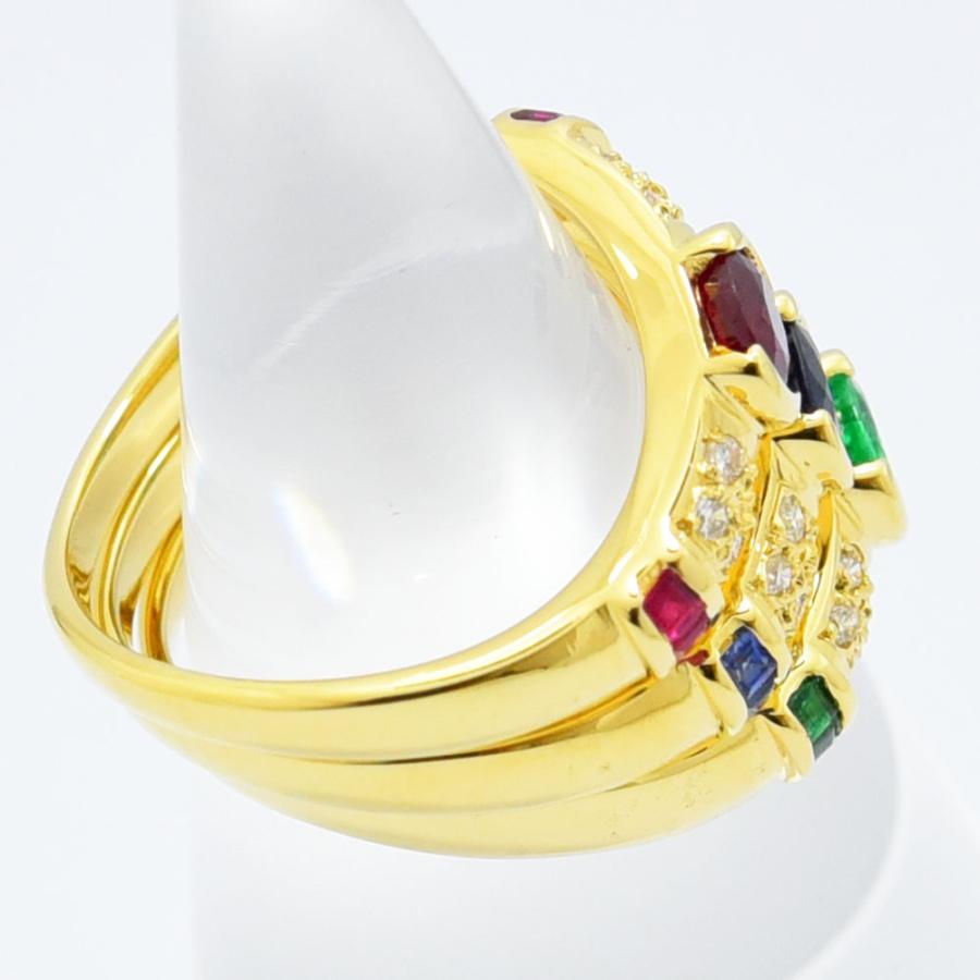 ルビー サファイア エメラルド ダイヤモンド リング K18 約12号 3本