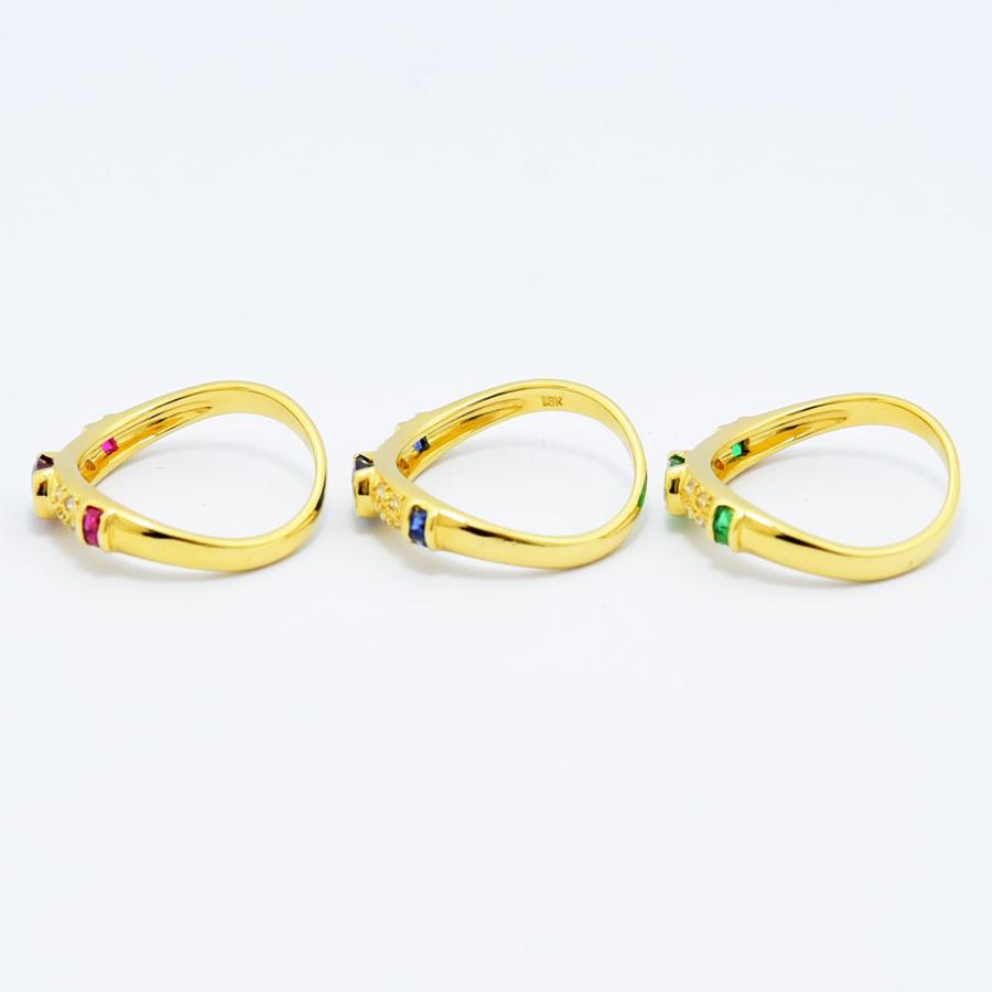 ルビー サファイア エメラルド ダイヤモンド リング K18 約12号 3本