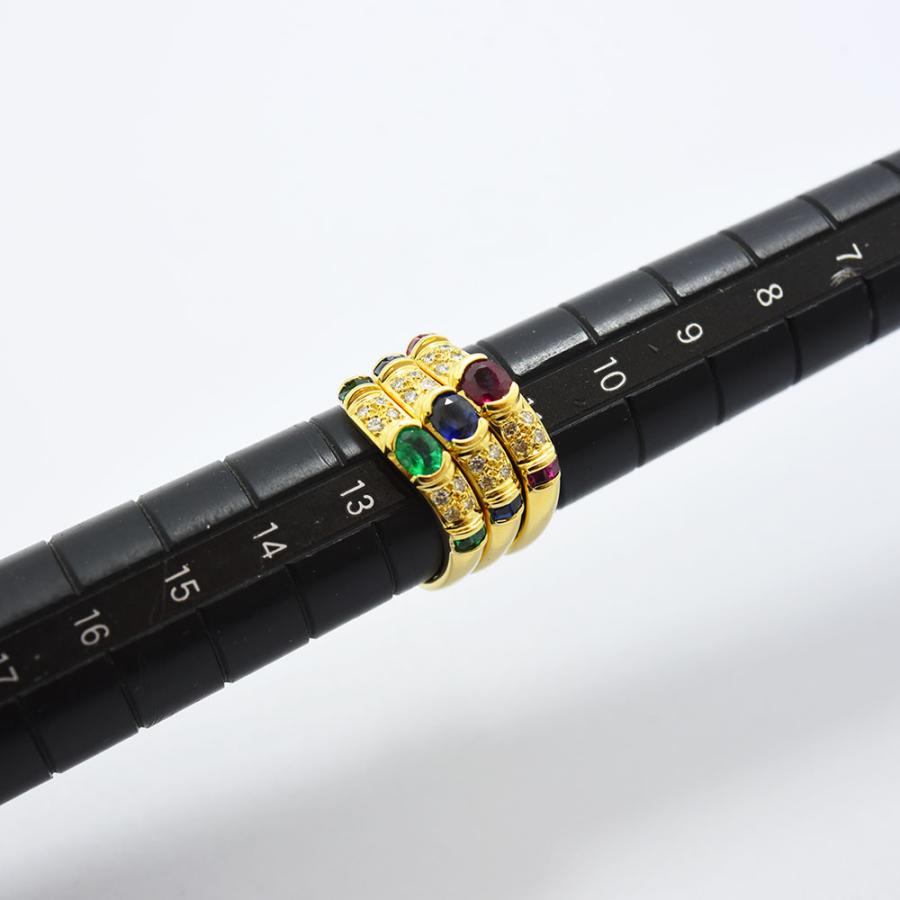 ルビー サファイア エメラルド ダイヤモンド リング K18 約12号 3本