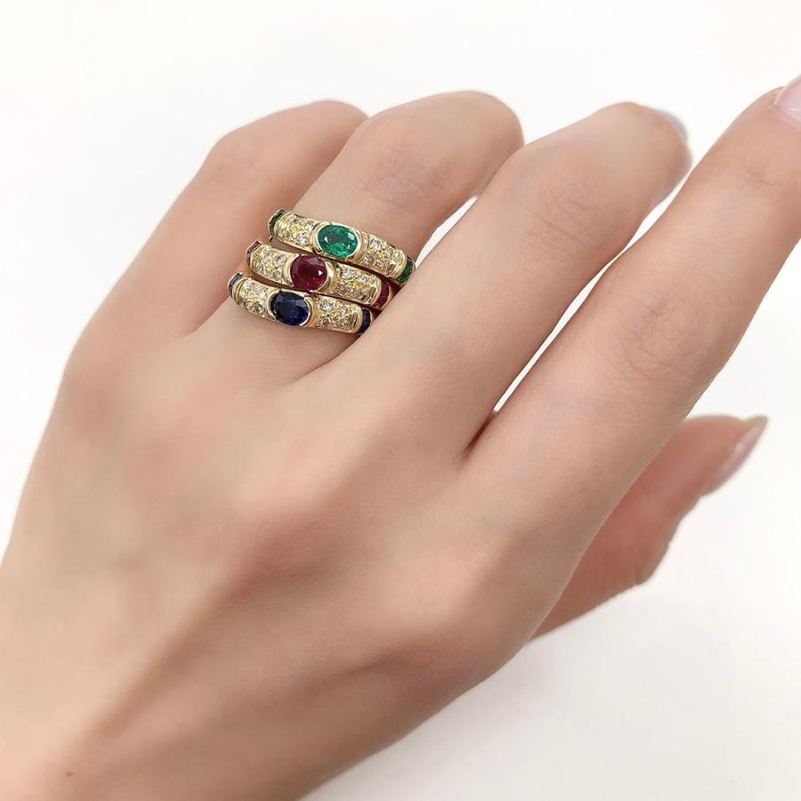 ルビー サファイア エメラルド ダイヤモンド リング K18 約12号 3本