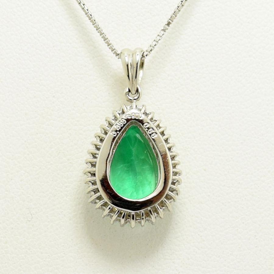 Pt900 Pt850 エメラルド3.358 ダイヤモンド 0.58 ネックレス