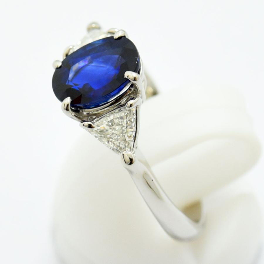 サファイア 2.14 ダイヤモンド 0.43 リング PT900 約13.5号 新品磨き