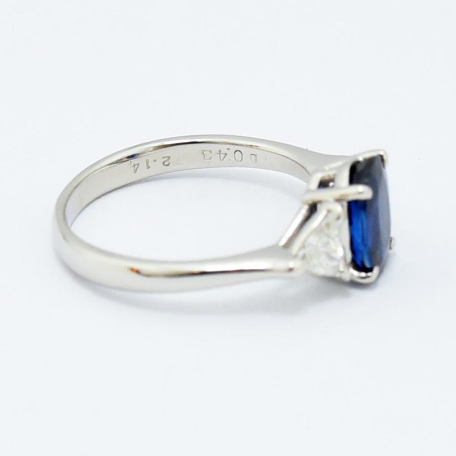 サファイア 2.14 ダイヤモンド 0.43 リング PT900 約13.5号 新品磨き