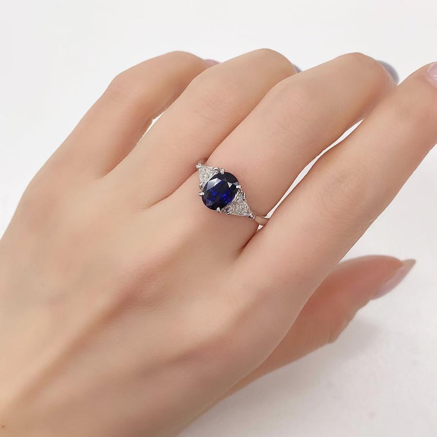 サファイア 2.14 ダイヤモンド 0.43 リング PT900 約13.5号 新品磨き