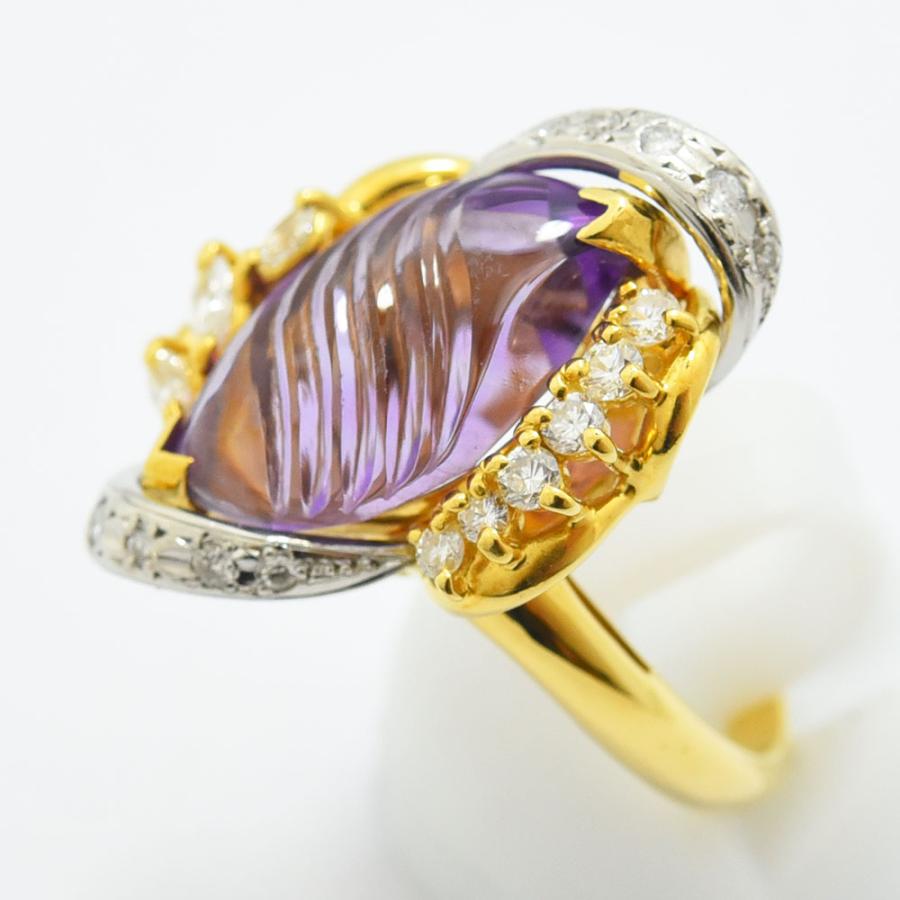 o*h様 アメジスト&ダイヤモンド リングpt900K18 アメジスト ダイヤモンド 0.485 リング アメシスト K18 PT900 約13号