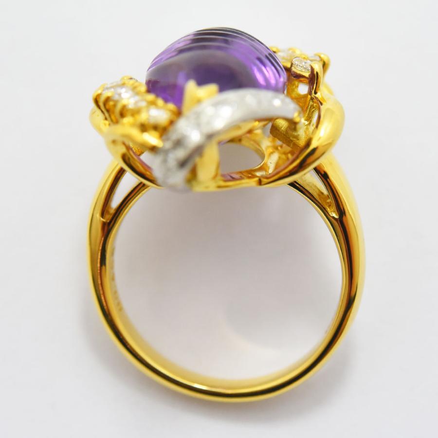 アメジスト ダイヤモンド 0.485 リング アメシスト K18 PT900 約13号