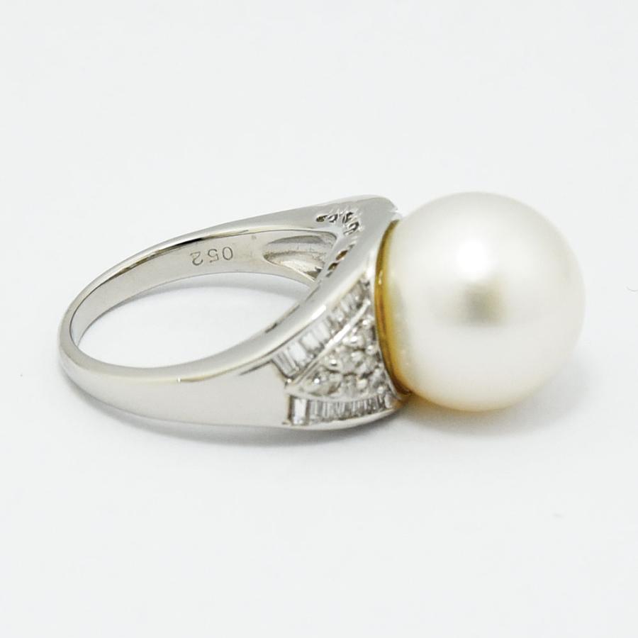 Pt900 白蝶真珠約13.7mm ダイヤモンド0.52 リング指輪