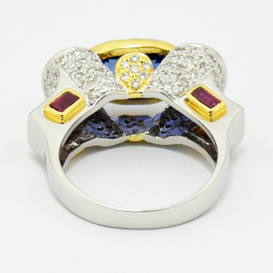 Pt900 K18 サファイア4.40 ルビーダイヤモンドリング指輪