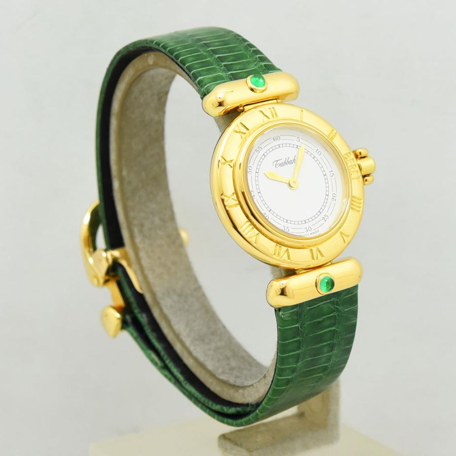 タバー 中古 レディース Tabbah ベレ クォーツ エメラルド K18 18K