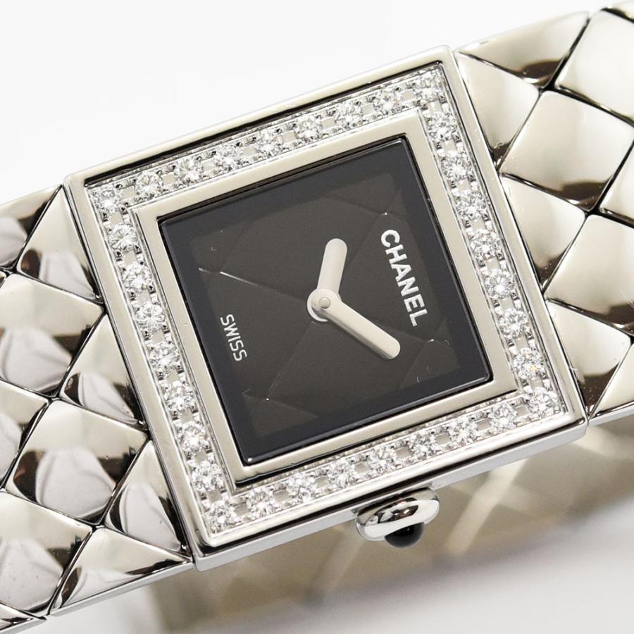 シャネル Chanel H0489 マトラッセウォッチ レディース クォーツ 腕時計 ブラック ダイヤモンド 【中古】 マトラッセ CHANEL シャネル ベゼルダイヤ H0489 レディース クォーツ