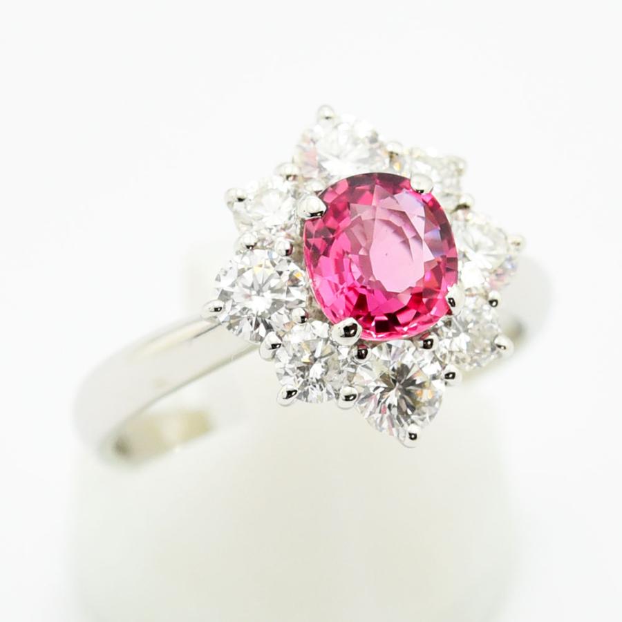 Pt900 パパラチアサファイア1.38 ダイヤモンド1.55 リング指輪