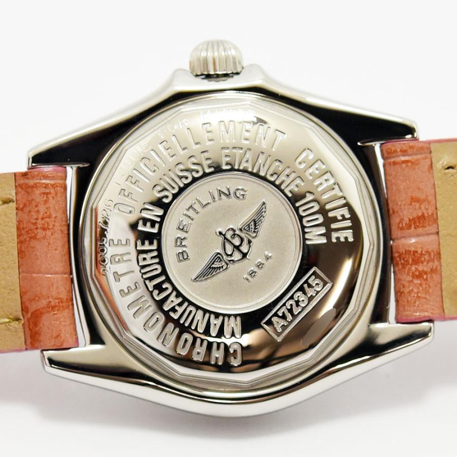 ブライトリング 中古 レディース BREITLING カリスティーノ A72345 クォーツ SS ステンレス 新品社外レザー ピンクシェル 軽仕上げの画像