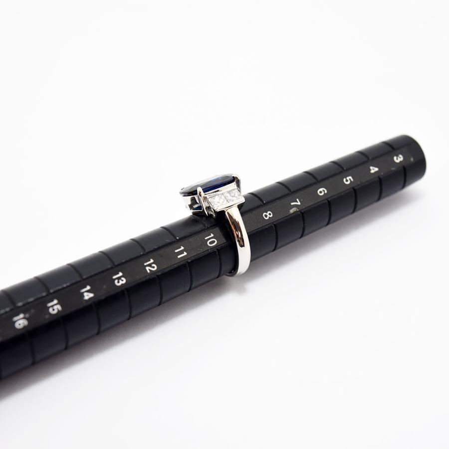 サファイア 6.82 ダイヤモンド 1.241 リング PT900 約9.5号 新品磨き 