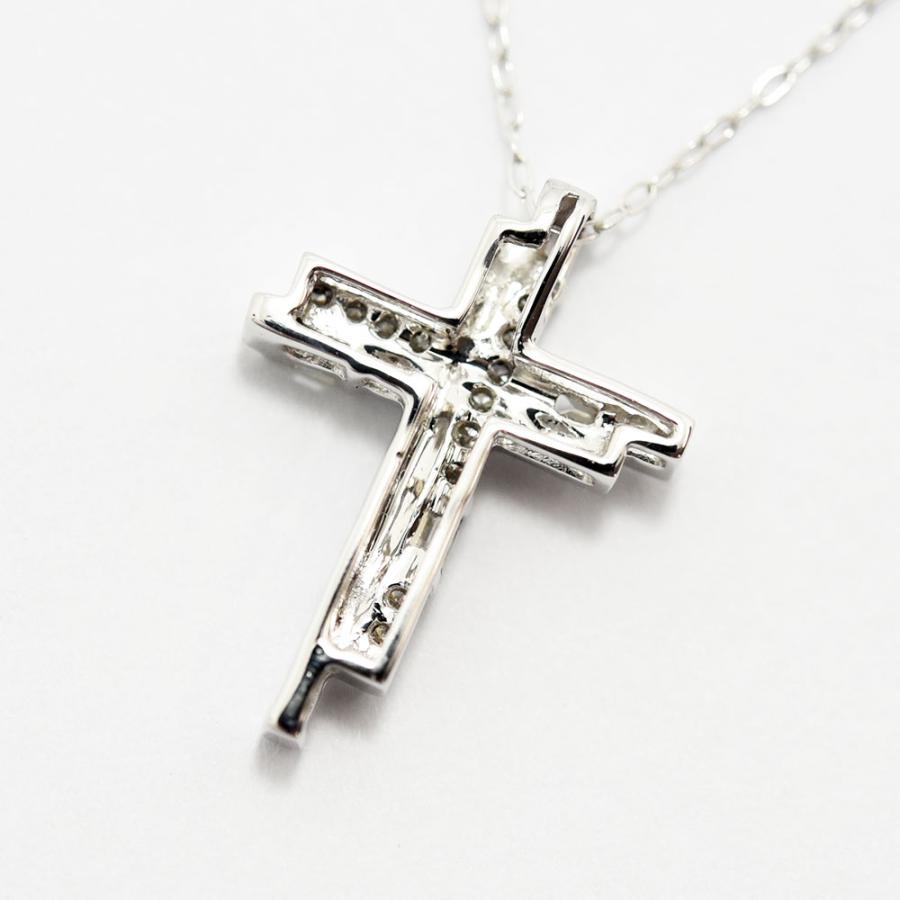 ダイヤモンド 0.20 ネックレス クロス K18WG 新品磨き仕上げ 中古 