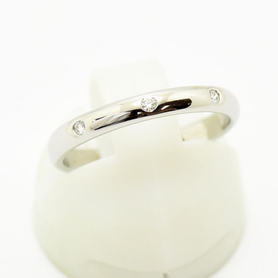 カルティエ　Pt950 3P天然ダイヤモンド　ウエディングバンドリング　45号 カルティエ Pt950 3P天然ダイヤモンド ウエディングバンドリング 45号