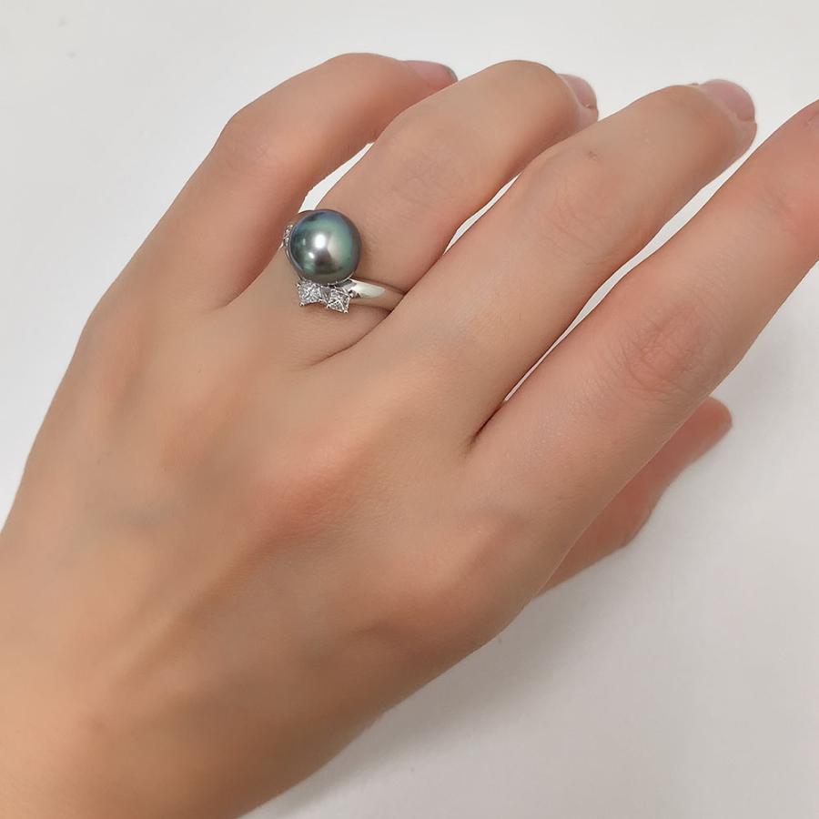 TASAKI Pt900 黒蝶真珠 ダイヤモンド リング TASAKI（タサキ） リング 田崎 黒蝶真珠 9.0mm ダイヤモンド 0.23 真珠