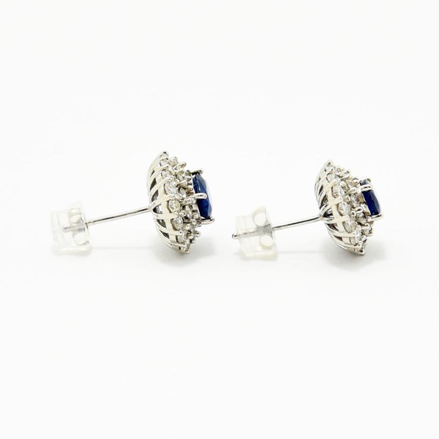 サファイア 2.02 ダイヤモンド 1.78 ピアス PT950 PT900 新品磨き 