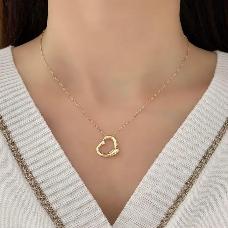 美品＊ティファニー オープンハート＆2Pダイヤモンド＊ネックレスペンダント TIFFANY&Co.（ティファニー） ネックレス オープンハート ペンダント