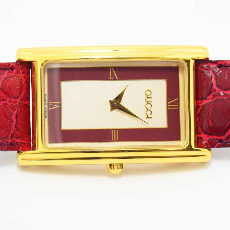 GUCCI 腕時計 赤 レザー クォーツ GUCCI（グッチ） 時計 メンズ GUCCI 2600M クォーツ GP レザー