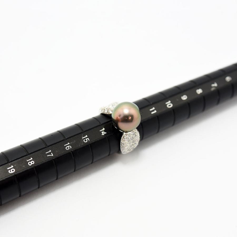 黒蝶真珠 12.0mm ダイヤモンド 1.11 リング 南洋 パール PT900 約13号 