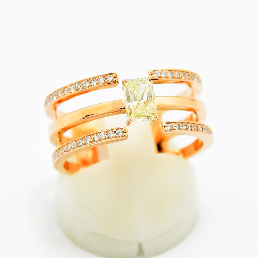 ダイヤモンド 0.616 0.27 リング K18PG 約17.5号 新品磨き仕上げ 中古