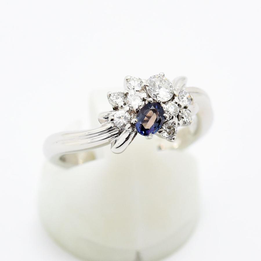 アレキサンドライト 0.25 ダイヤモンド 0.52 リング PT900 約11.5号