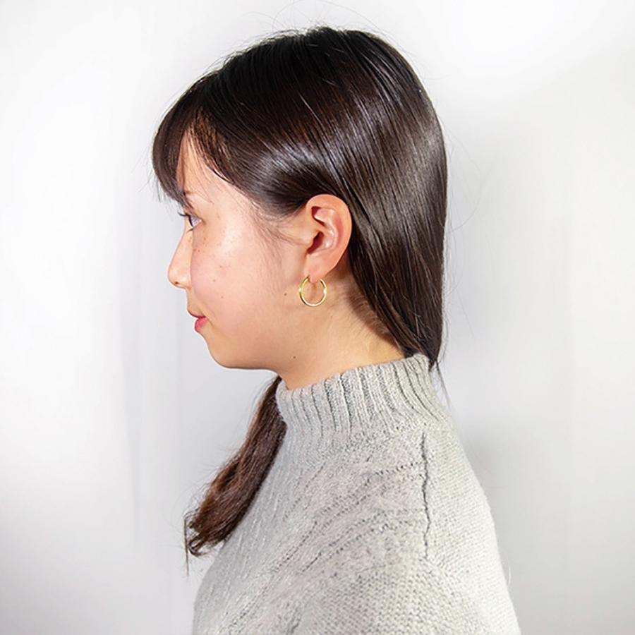 フープピアス K18 リングピアス シンプル ラウンド 2x20mm ペア 18金 
