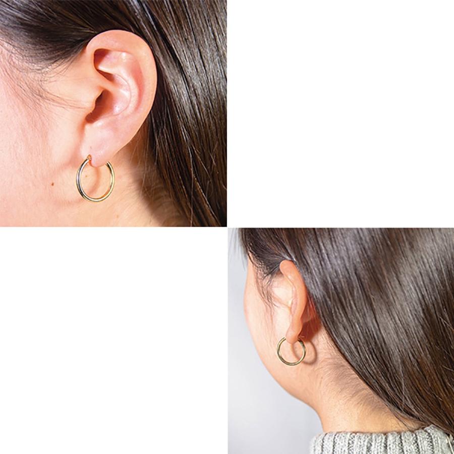 フープピアス K18 リングピアス シンプル ラウンド 2x20mm ペア 18金 