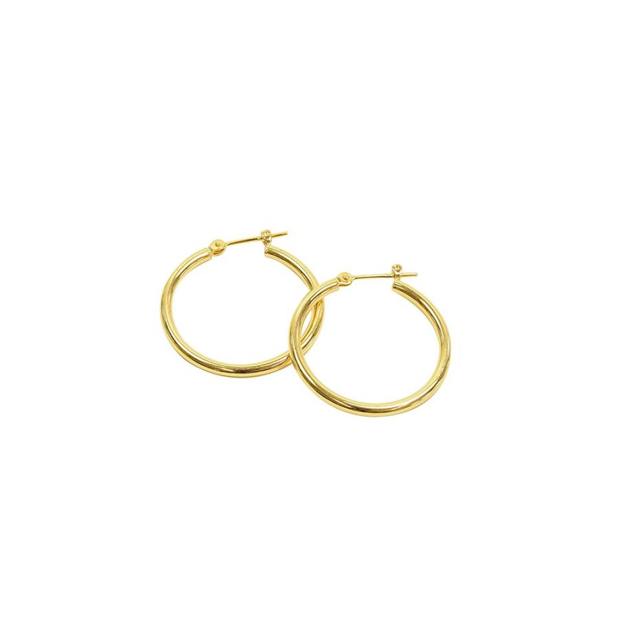 フープピアス K18 リングピアス シンプル ラウンド 2x25mm ペア 18金