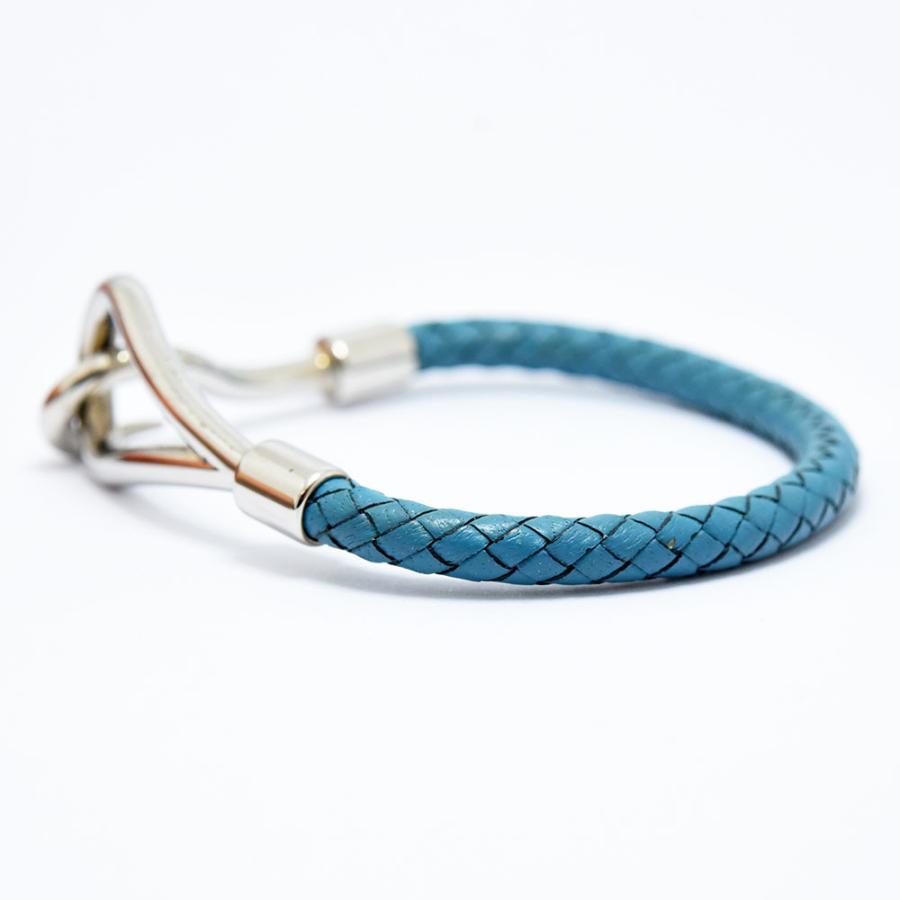 HERMESエルメス ジャンボ ブレス シルバー レザー ブレスレット ブルー HERMESエルメス ジャンボ ブレス シルバー レザー ブレスレット