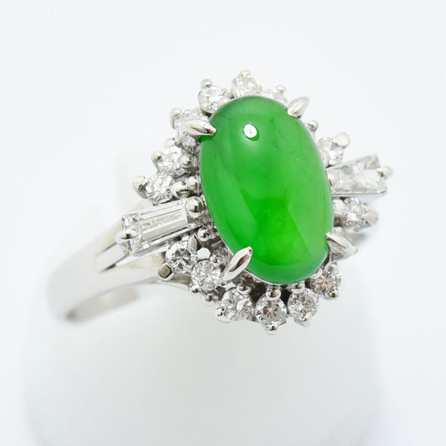 ジェイダイト ダイヤモンド 0.48 リング ヒスイ 翡翠 Pm900 PT