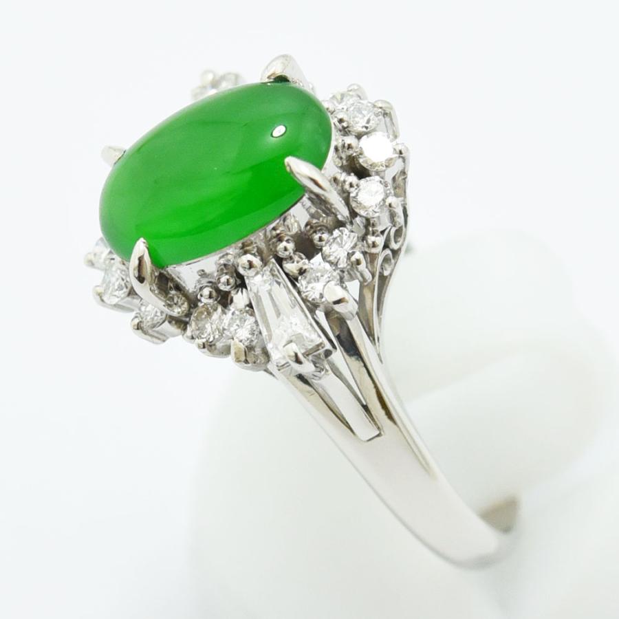 pt900リングダイヤモンド翡翠0.31ct ジェイダイト ダイヤモンド 0.48 リング ヒスイ 翡翠 Pm900 PT