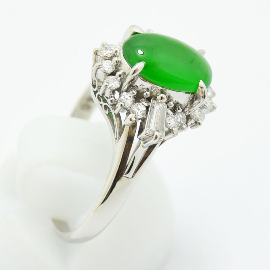 pt900リングダイヤモンド翡翠0.31ct Pt900 ヒスイ 4.31ct ダイヤ 0.33ct リング 指輪 17号 5月誕生石