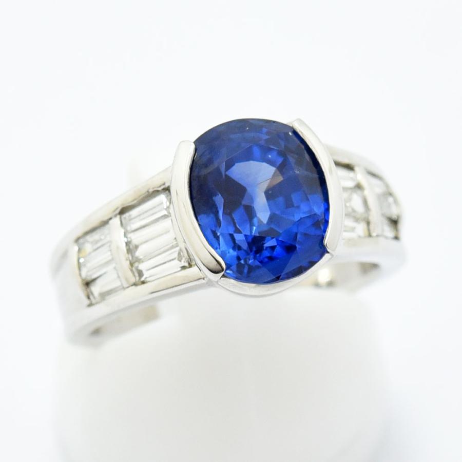 サファイア 4.796 ダイヤモンド 0.71 リング PT900 約12.5号 新品磨き