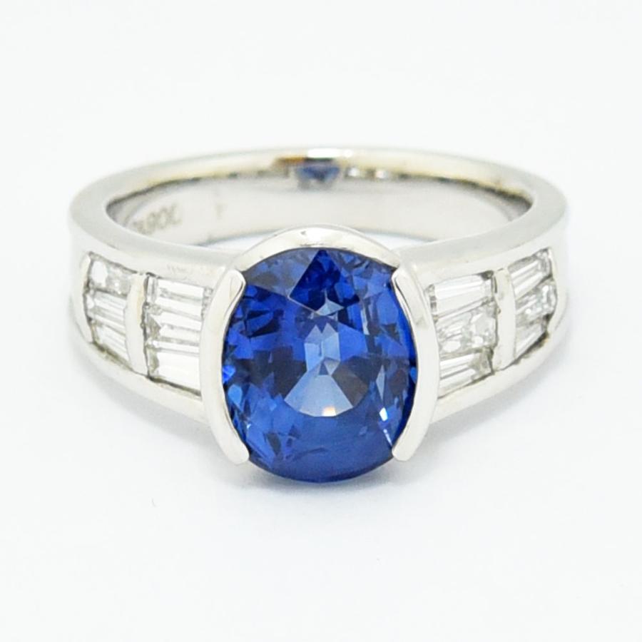 サファイア 4.796 ダイヤモンド 0.71 リング PT900 約12.5号 新品磨き