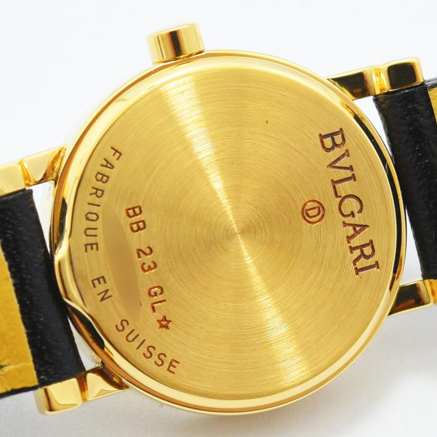 ブルガリ 時計 レディース BVLGARI ブルガリブルガリ BB23GL クォーツ YG ゴールド K18 750 レザー ブラック 軽仕上げ 中古｜okachihouseki｜04