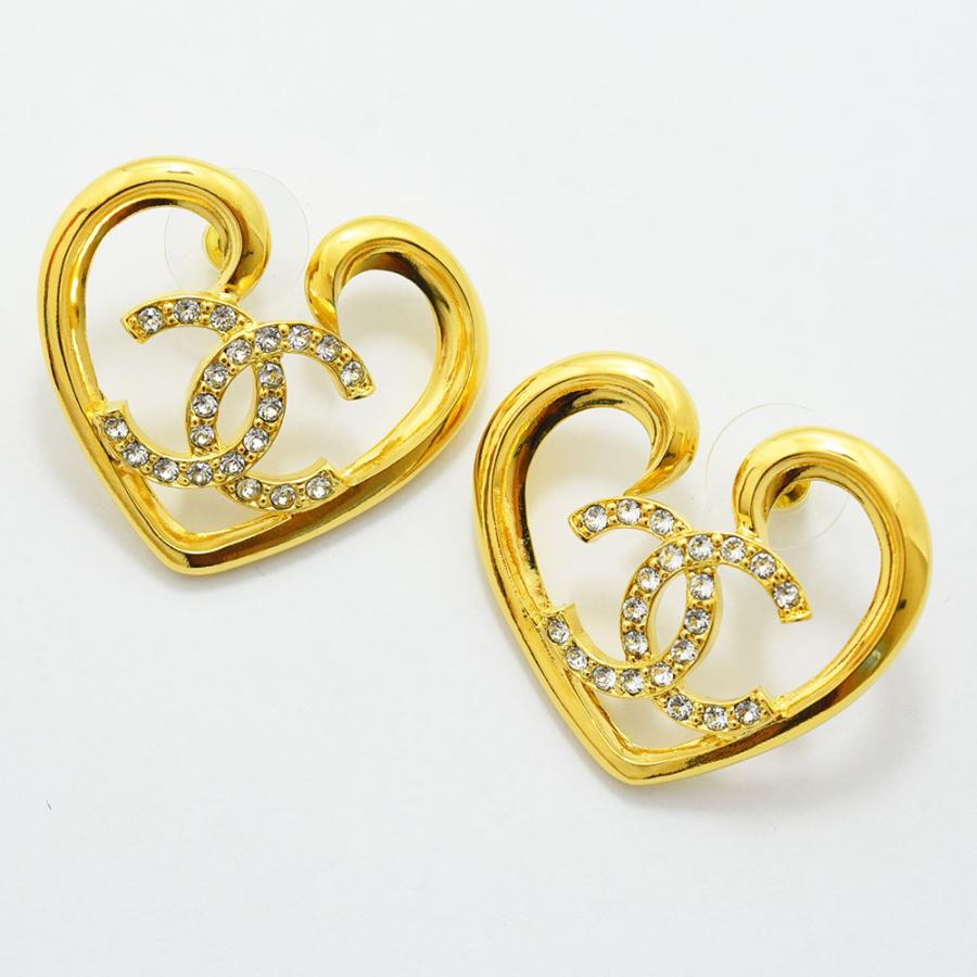 CHANEL (シャネル) ココマーク ハートモチーフ ラインストーン ピアス CHANEL シャネル ピアス ラインストーン ココマーク ハート