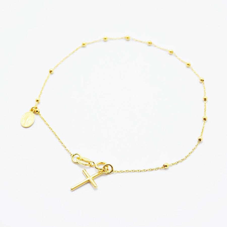 ロザリオ クロス チャーム ブレスレット 不思議のメダイ K18 ゴールド