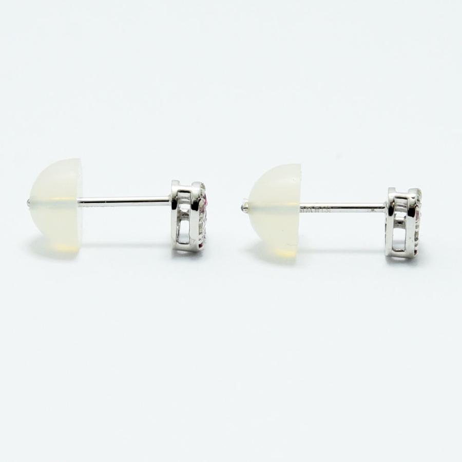 ルビー ピンクサファイア ダイヤモンド 0.10 ピアス ハート K18WG 新古品 未使用 中古