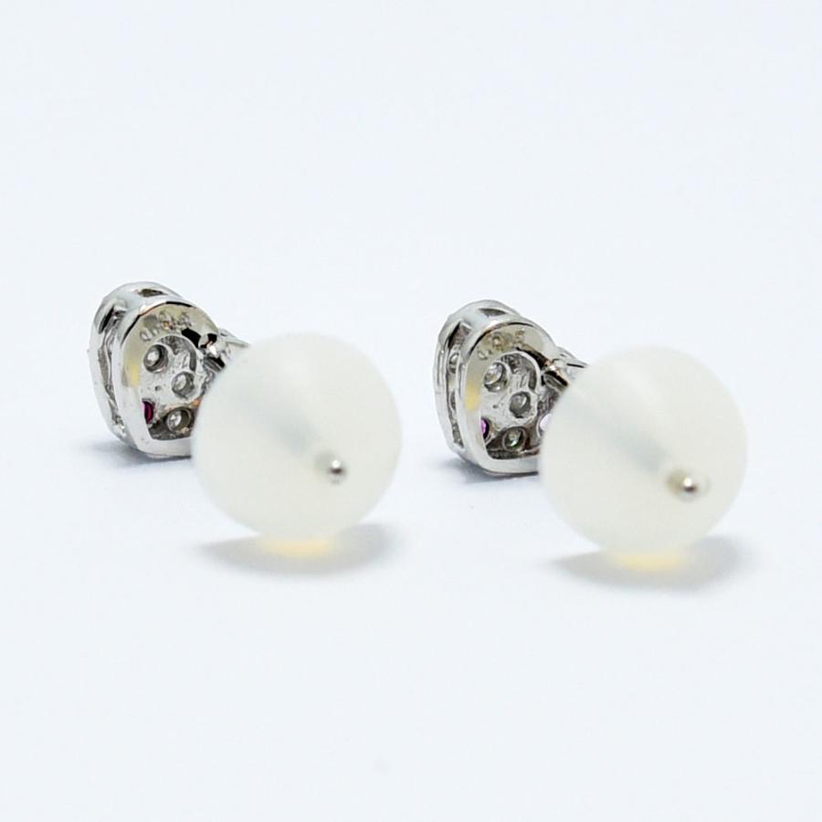 ルビー ピンクサファイア ダイヤモンド 0.10 ピアス ハート K18WG 新古品 未使用 中古